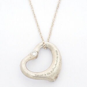 Tiffany Co Elsa Peretti Open Heart Pendant Diamonds Silver